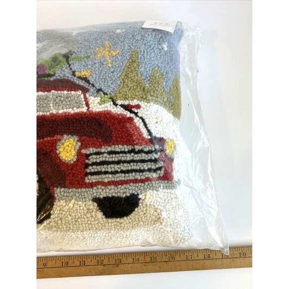 NWT Peking Handicraft Hook Pillow Holiday Christmas Theme Truck Tree Gorgeous! - Picture 7 of 8